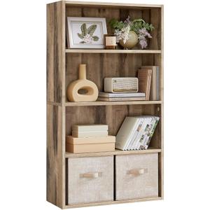 VASAGLE Custos Collection - Bookshelf, 4-Tier Bookcase, Book Shelf, Open Storage Shelf, 9.4 x 23.6 x 42.4 Inches, for Living Room, Home Office, Dinning Room, Camel Brown ULBC164L01