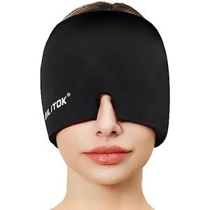 EXQUISLIFE Migraine Headache Relief Cap, Gel Ice Head Wrap, Hot and Cold Therapy, Headache Eyes Mask for Sinus, Puffy Eyes, Tension and Stress Relief (Black)