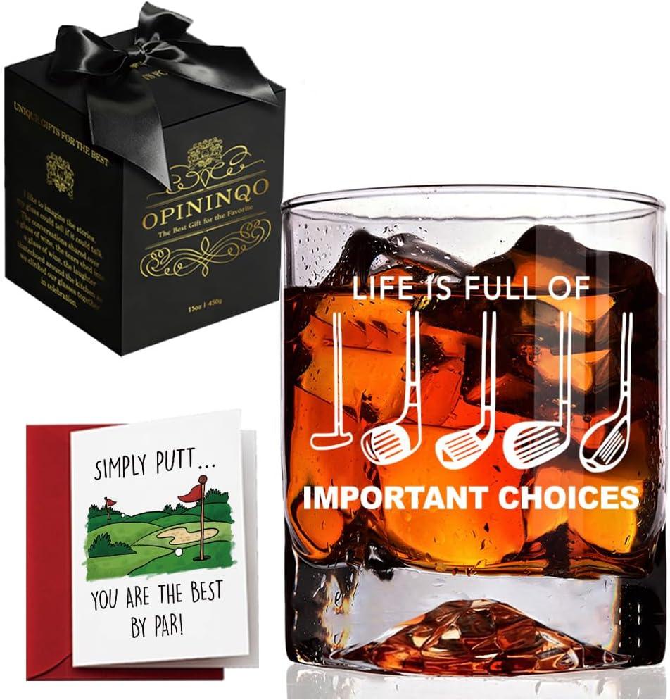 2 x Birthday Gifts for Man Women - Fathers Day Golf Gift, Life Is Full of Important Choices, Golfer Gift for Man Unique Golfers 11oz Golfers Wine Glass, Birthday Gift for Dad, Grandpa, Him, Coworker, Boss