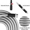 304 Stainless Steel Metal Garden Hose 50ft with Female to Male Connector,Heavy Duty Hose with Nozzles for Yard,Lightweight Metal Garden Hoses