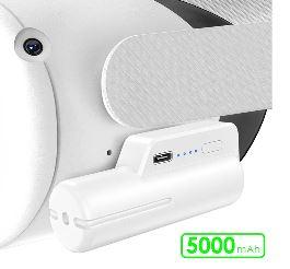 5000mah Battery Pack fit for Meta Oculus Quest 2 & Elite Head Strap, Lightweight Portable VR Power Charger Battery Extender Rechargeable Meta Accessories for 3 Hours Extended Playtime