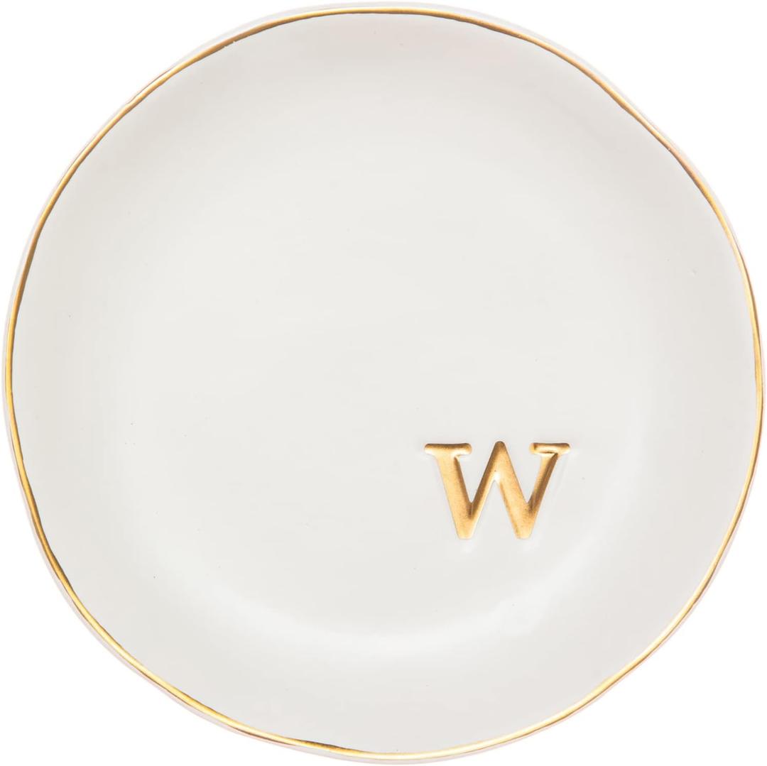 COLLECTIVE HOME - Ceramic Jewelry Tray, Decorative Trinket Dish for Rings Earrings Necklaces Bracelet Watch Keys, Birthday Mother's Day Christmas Gift for Women, 4.75", White Surface (W)