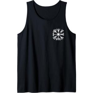 Vegvisir viking compass rune protection symbol Celts Nordic Tank Top (2XL, Black)