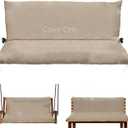 Oslimea Swing Cushion Cover Replacement 47 x 40 Outdoor Porch Swing Cushions 2-3 Seater Replacement Cover with Ties and Buckle Waterproof for Outdoor Patio Porch Swing Cushions, Tan