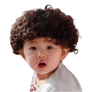 Sywwlov Brown Short Curly Wavy Wigs for Kids Child Costume Cosplay Wig Hair Adjustable Synthetic Heat Resistant (Brown)
