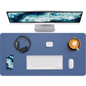 Desk Pad Mat - Leather Desk Pad Protector for Office and Home - Desk Organization and Accessories - Ideal for Large Mouse Pad and Desk Mats on Top of Desks(Grey Blue,31.5" x 15.7") (32" x 16")