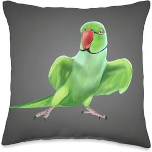 Indian Ringneck Parrot bird Throw Pillow, 16x16