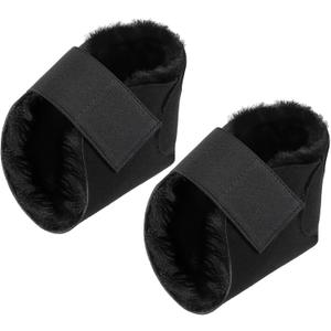 2 Pcs Heel Protectors for Pressure Sores Sheepskin Heel Pads Soft Foot Cushions Pad Protectors Adjustable Foot Pillows with Securing Strap for Bed Sore Ankle Ulcers(Black)