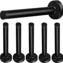 6 Pack Long Door Stops, 5 Inch Door Stoppers, Wall Mount, Heavy Duty Solid Black Doorstop Brushed Stainless Steel with Soft Rubber Bumper Tips Sound Dampening Wall Protector