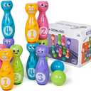 Bowling Set for Kids 2-5, Includes 10 Plastic Pins & 2 Balls, Indoor Activity Games, Birthday Gifts for Boys Girls 5-7,(Color Gift Box Packaging)