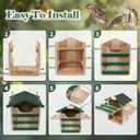 Cedar Owl House Asphalt Roof Dual Feeders Handmade Rustic Birdhouse 14x10 Inch Outdoor Nest Box with Mounting Kit Garden Wildlife Shelter