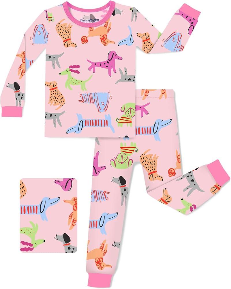 Bamboo Viscose Toddler Girls Kids Pajamas Unicorn Mermaid Pjs Long Sleeve Snug fit 12M-8Y 2pcs Soft Jammies