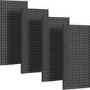 PBHEPJ 4 Pcs Metal Pegboard Panels, Heavy Duty Peg Boards for Garage and Garden Tool Storage, Includes Drywall Anchors and Screws Kits, Black