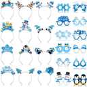 Pajean 24 Pcs Winter Party Favors Include 12 Snowflake Paper Eyeglasses 12 Snowman Headbands Photo Booth Prop Winter Party Wonderland Decorations for Christmas Baby Shower Holiday Birthday Supplies