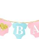Letjolt Pink Blue Oh Baby Banner Baby Shower Supplies Gender Reveal Birthday Party Decorations Pre-Strung Garland Nursery Hanging Décor