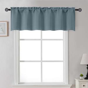 Gwine Stone Blue Valance for Windows, Small Blackout Valance Kitchen Curtains for Bathroom Basement, Modern Rod Pocket Thermal Insulated Window Treatment, 60" Wx14 L, 1 Piece