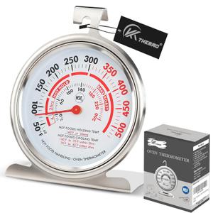CloudHand Oven Thermometer for Gas/Electric Oven, Oven Temperature Gauge with Hanger&Base, Instant Read Stainless Steel Kitchen Thermometer 20-260C/50-500F (Oven-Multi-functional temperature control)