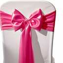 Pack of 50 Hot Pink Satin Chair Sashes Bows 7x108 inches Chair Ties Fushcia Chair Sashes Ribbons for Wedding Party Brithday Anniversary Ceremony Christmas Decor - Hot Pink