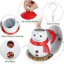 Bird Feeder for Outdoor Hanging, Heavy Duty Metal Wild Bird Feeder with Squirrel Proof Baffle for Outside Hanging, Large Capacity Birdfeeder Garden Yard Decoration, Cute Snowman Shaped