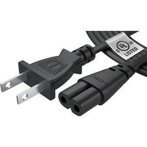 Pwr AC Cable Replacement Power Cord 2 Prong 6 Feet (Black)