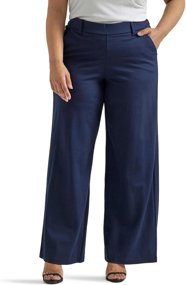 Lee Womens Ultra Lux Comfort Any Wear Wide Leg Pant (20 Plus Petite, Emperor Navy)