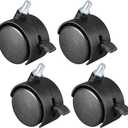 uxcell 2 Inch Swivel Casters Nylon Twin Wheel with Brake, M10 x 15mm Threaded Stem Swivel Caster, 115lb Total Capacity, Pack of 4
