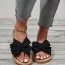 GORGLITTER Women's Boho Bow Flat Sandals Cut Out Open Toe Slip on Summer Slide Sandal 5