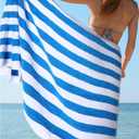 VitalCozy 4 pack Cotton Pool Beach Towels Bulk 30 x 70 Inch Cabana Stripe Oversized Basics Turkish Pool Bath for Hotel Swimming Bathroom(Assorted Color)