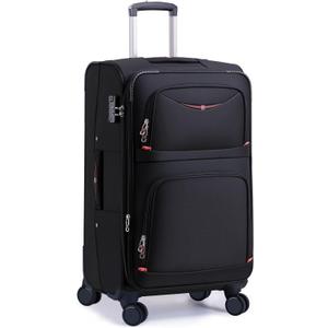 ROPLUS Softside Expandable Luggage with 4 Spinner Wheels, Durable Checked-Luggage Suitcase (Black, 31-Inch)
