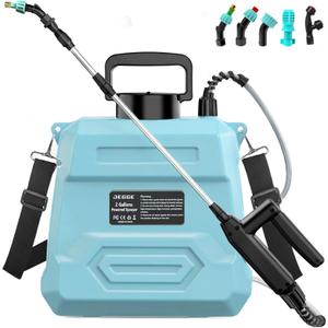 DEGGE Battery Powered Sprayer 2 Gallon, 7.4V Powerful Electric Pump Sprayer, Weed Killer Sprayers with Rechargeable Handle & 5 Mist Nozzles & Retractable Wand & Adjustable Strap for Lawn, Garden, Yard