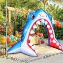 KOOY 13FT Giant Shark Inflatable Arch with Built-in LED Lights, Summer Outdoor Pool Party Decor, Waterproof Summer Inflatables Decorations for Beach, Backyard, Garden