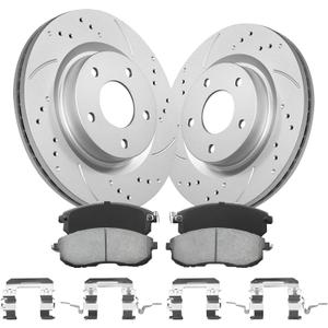 Anpulsero Front Automotive Replacement Brake Kit, Drilled and Slotted Brake Rotors Ceramic Brake Pads Compatible with 2007-2013 Nissan Altima| Anti-Rust Geomet Coated Noise-Free|295.8mm(11.6in)