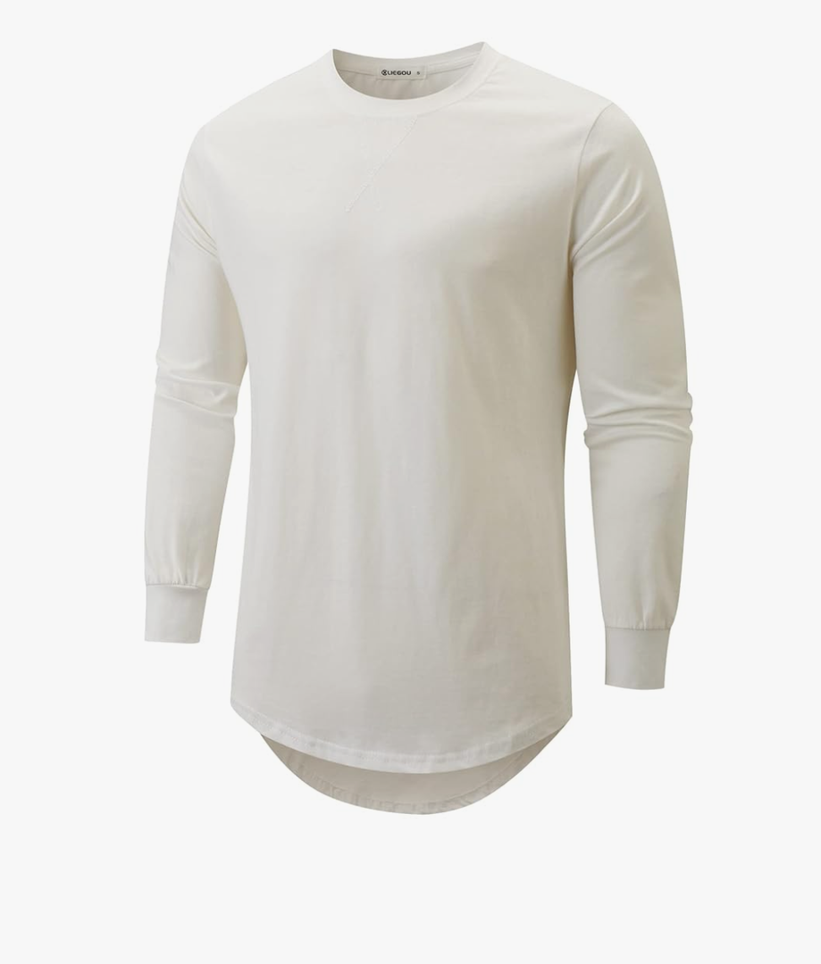 KLIEGOU Mens 100 Cotton Hipster Hip Hop Longline Crewneck T-Shirt Pre - Shrunk S-4XL