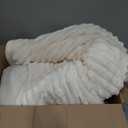 BEDELITE Fleece Full Comforter Set -Super Soft & Warm Fluffy Cream White Bedding, Luxury Fuzzy Heavy Bed Set for Winter with 2 Pillow Cases