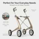 ByACRE Carbon Ultralight Rollator Walker - World's Lightest Carbon Rollator - Only 10.6 lbs | Indoor and Outdoor Use | Foldable with seat and Easy to Travel with (Champagne Gold, Wide Track) | World's Lightest Carbon Rollator Walker with Seat for Seniors, Foldable Mobility Aid, Indoor and Outdoor Use
