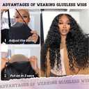 Glueless Curly Wigs Human Hair 9x6 Wear and Go Wig Human Hair Pre Plucked Pre Cut Black Deep Wave Closure Lace Front Wigs Human 12a 220% Density Loose Curly Wig Bleached Knots for Women 24 Inch