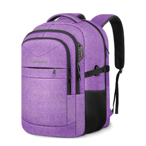 Lapsouno Extra Large Travel Backpack, Travel Laptop Backpack, Multiple Pockets 17.3 Inch Carry on Backpack with USB Port, TSA Friendly Water Resistant College School Business Bag for Women, Purple
