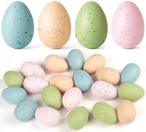 OLIKER 24/16/36 Pcs Easter Speckled Eggs, 2.4" Multi Colors Plastic Eggs for Easter Decorations, Pastel Easter Decor,Bowl & Vase Filler, Easter Basket Filler and Spring Table DIY Decor