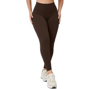 Hugcurve No Front Seam High Waisted Workout Leggings for Women Buttery Soft Yoga Pants Gym Athletic Tights - 25'' (X-Small, Clay Brown)