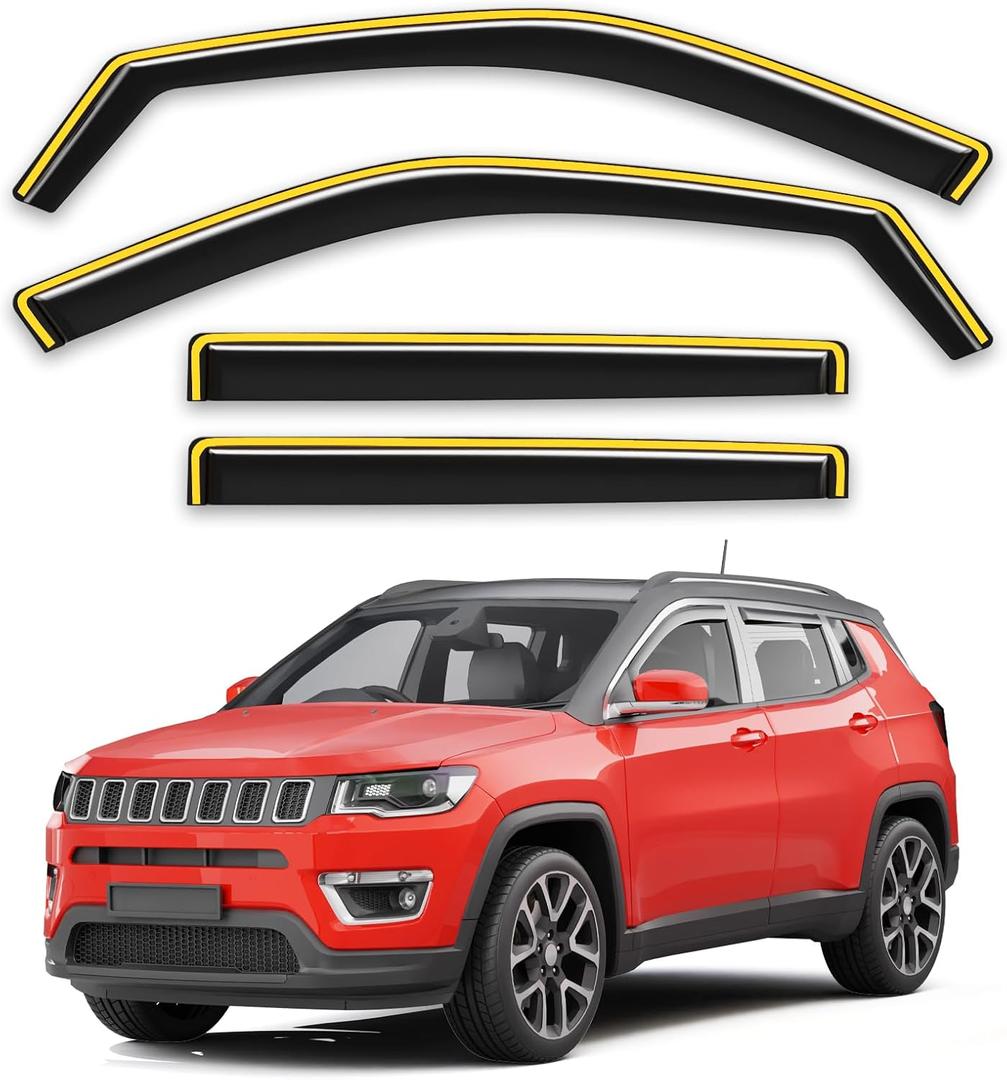 in-Channel Window Rain Guards Fit for Jeep Compass 2017 2018 2019 2020 2021 2022 2023 2024 2025 Extra Durable Window Deflectors Window Visors Vent Shades Vent Visors Car Accessories