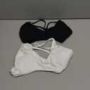 SUUKSESS Women 2 Piece Open Back Strappy Sports Bra Pack Twist V Neck Workout Crops (Small, #2 White & Black)