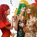 Geyoga 24 Pcs Foil Tinsel Wigs Fancy Dress Metallic Shiny Wig 80s Photo Booth Props Disco Women Cosplay Supplies (Multicolor)