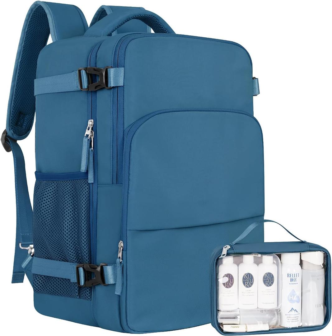 Travel Backpack, Flight Approved Backpack, College Backpack Bag, Casual Daypack, Hiking Backpack, Waterproof Carry On Business Backpack, Fit 16 Inch Laptop (Large, Deep Blue)