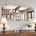 Kelly Miller Large Gold Wall Mirror, 26"x52" Gold Decorative Mirror Wall Vanity Mirror Bevelled Full Length Mirror for Bathroom Living Room Bedroom Farmhouse Fireplace Entryway