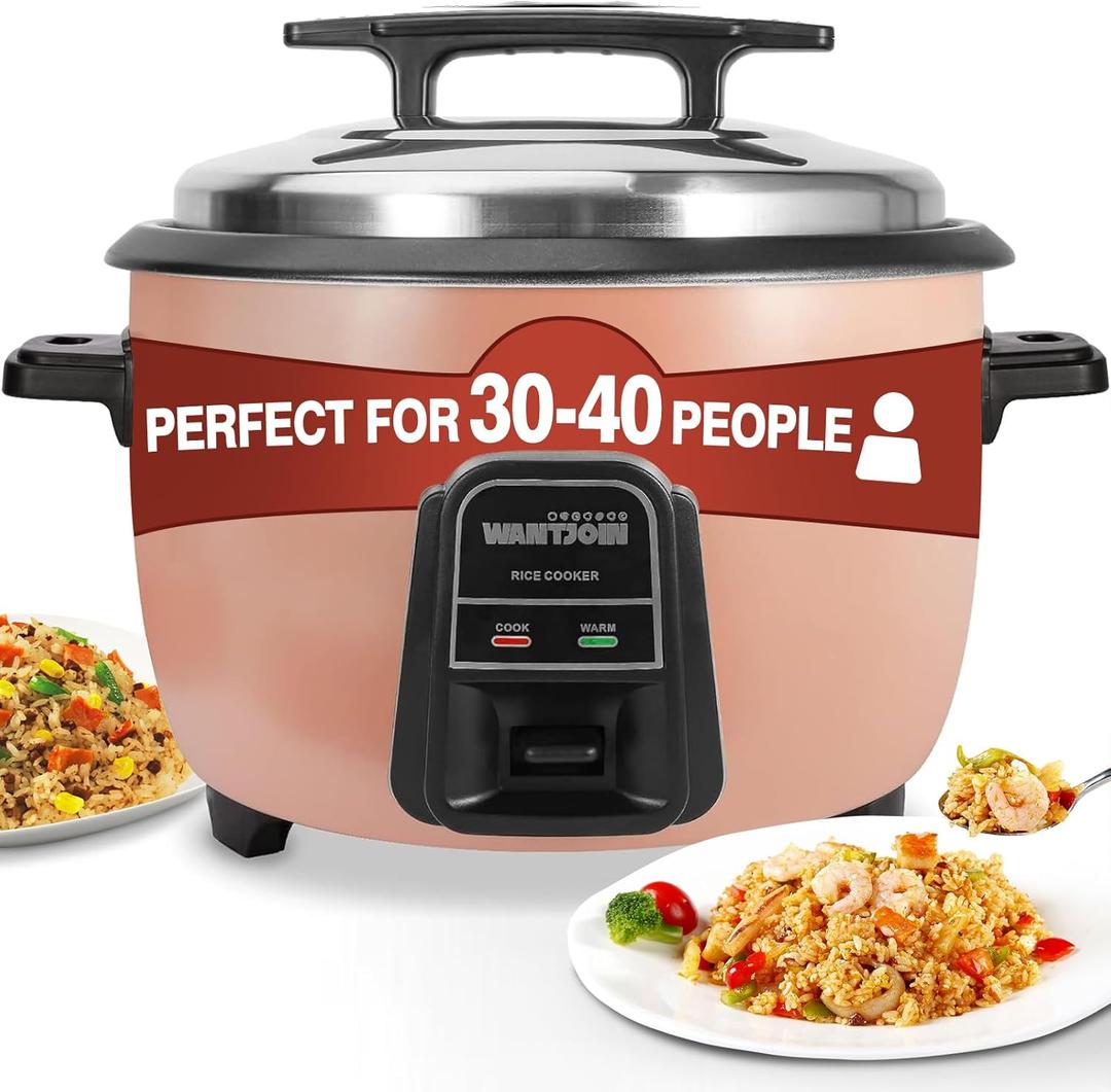 Wantjoin Rice cooker Stainless Rice Cooker & Warmer Commercial Rice cooker for party and family(10L capacity for 4.2L rice,42CUPS) Brown