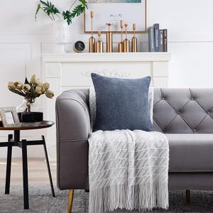 Anickal Set of 1 Grey Blue Pillow Covers 18x18 Inch Rustic Linen Square Decorative Throw Pillow Covers for Sofa Couch Farmhouse Home Decorations.
