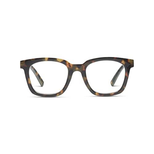Peepers By PeeperSpecs Womens To The Max Soft Square Progressive Blue Light Blocking Glasses, Tortoise, 2.00
