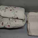 vctops 3-Piece Floral Embroidered Bedspread Coverlet Set Twin Size 100% Cotton Reversible Patchwork 1 Quilt and 2 Pillow Shams (Flower,Twin)