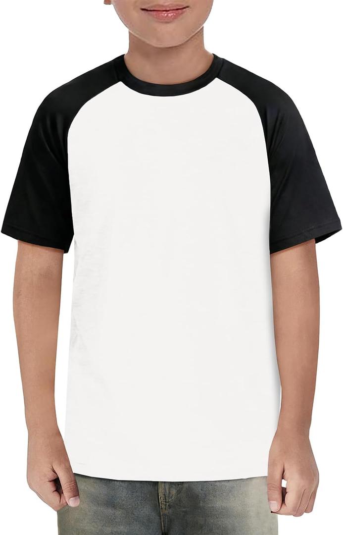 Boys Short Sleeve T Shirts Kids Summer Colorblock Tops Crewneck Casual Tee, size 120