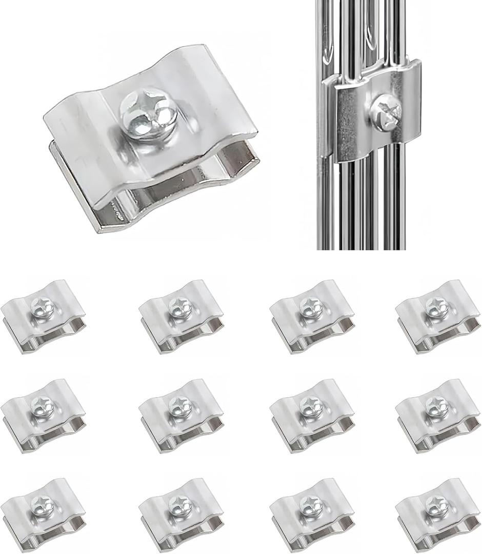 12 Pcs Gridwall Wire Grid Panel Connector with Screws Metal Joining Clip Accessories for Wall Grid Panels White